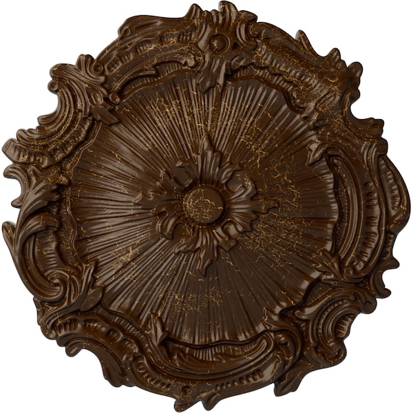 Ekena Millwork Plymouth Ceiling Medallion (Fits Canopies up to 1 5/8"), 16 3/4"OD x 1 3/8"P, Root Beer Crackle CM16PLRBC - main